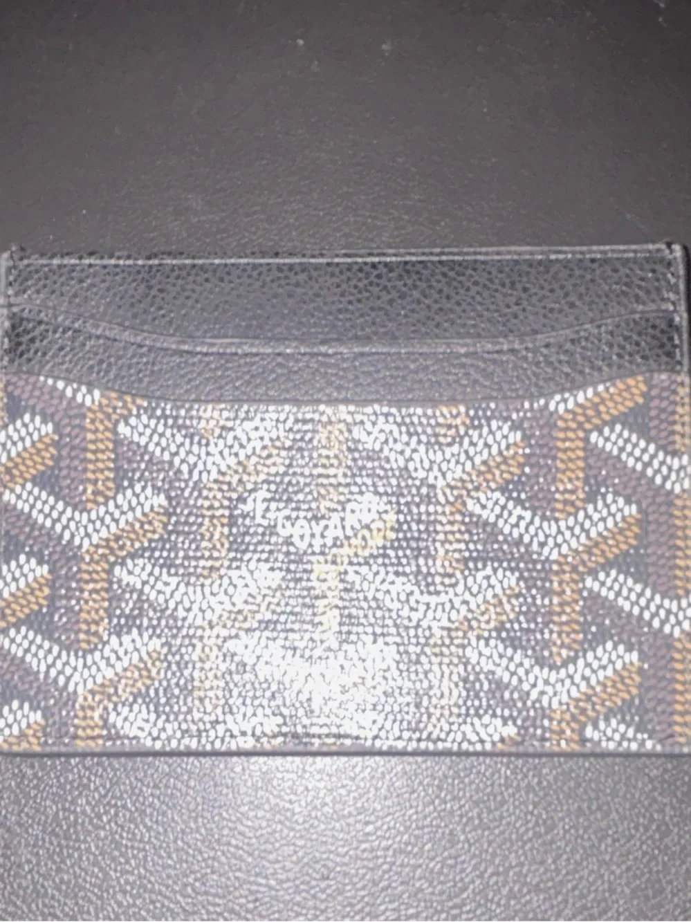 Goyard Black & Brown Signature Leather Card Holder